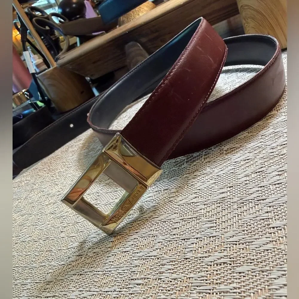 Yves Saint Laurent Black & Brown reversible Leather with brass buckle sz 36
